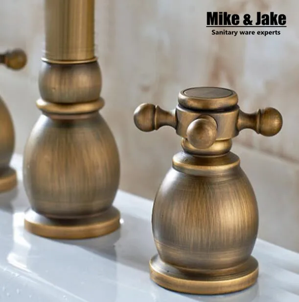 Антикварный кран для раковины с двойной ручкой смеситель 3 шт. набор античная