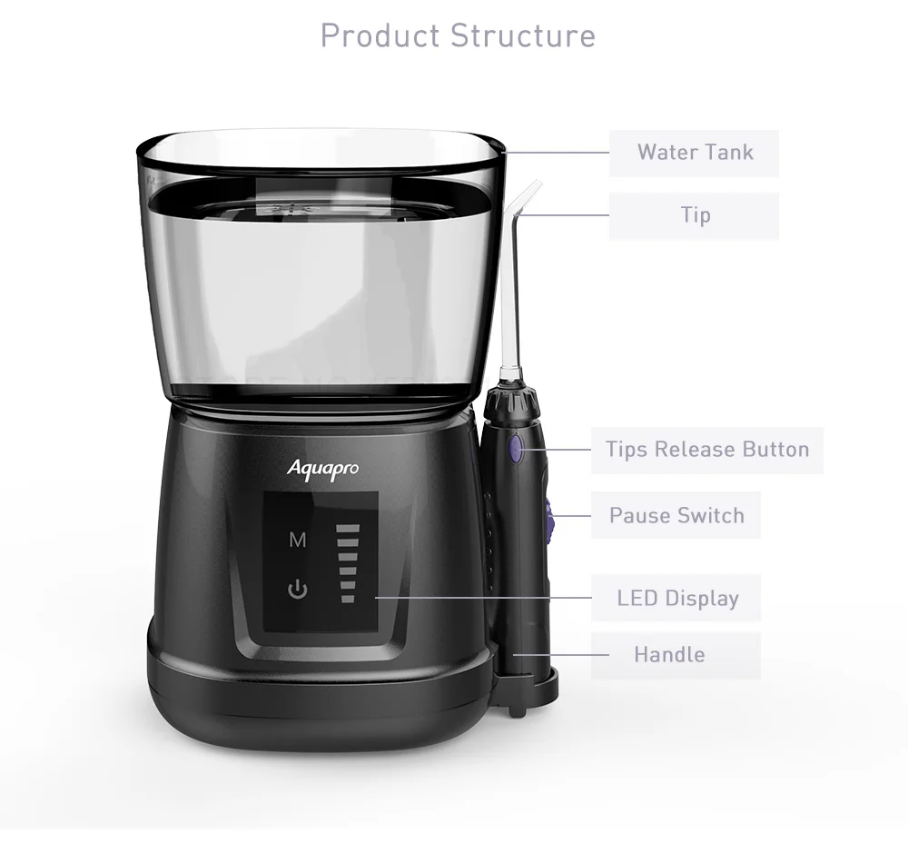 Aquapro V700P Оральный ирригатор светодиодный дисплей Стоматологический Ирригатор 8 наконечников ирригатор 1000 мл емкость путешественник портативный оральный Flosser