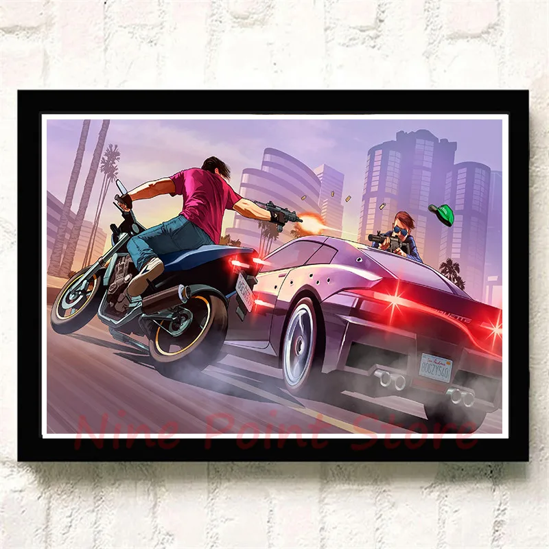 Постер на стену GTA Grand Theft Auto San обладающий полным покрытием без рамки бумажный для
