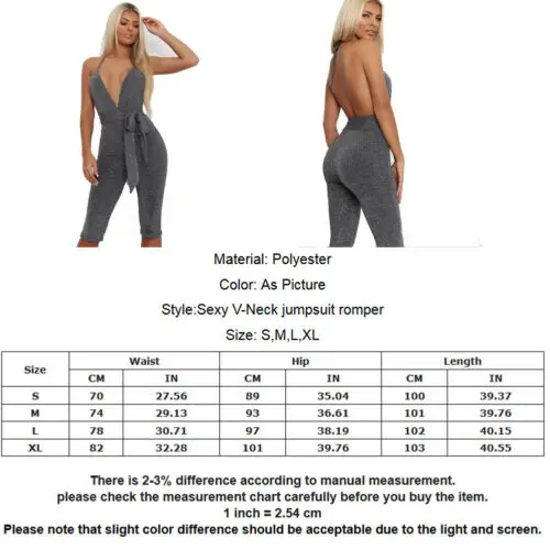 

Sexy Backless Jumpsuit Women Ladies Top Halter V Neck Bodycon Rompers Womens Jumpsuits Clubwear Party Playsuit