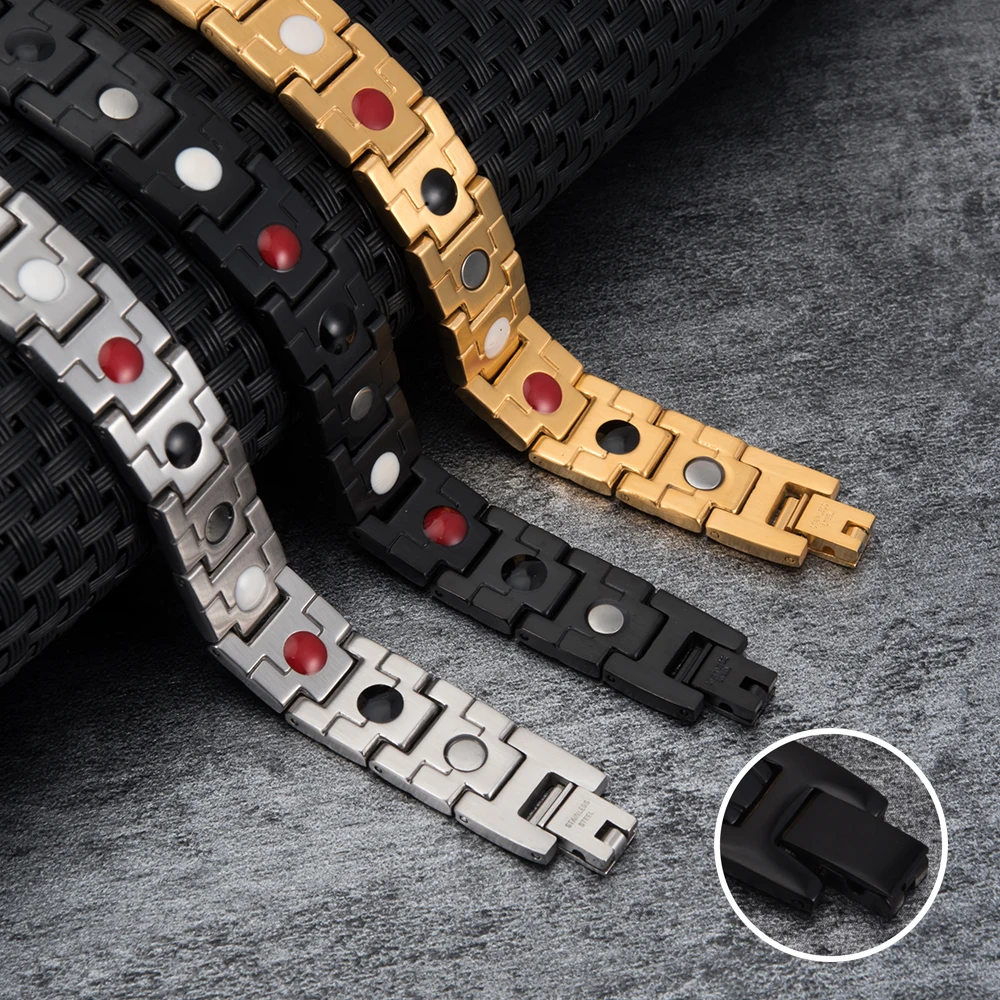 Vinterly Магнитный мужской браслет энергия здоровья магнитный из нержавеющей стали