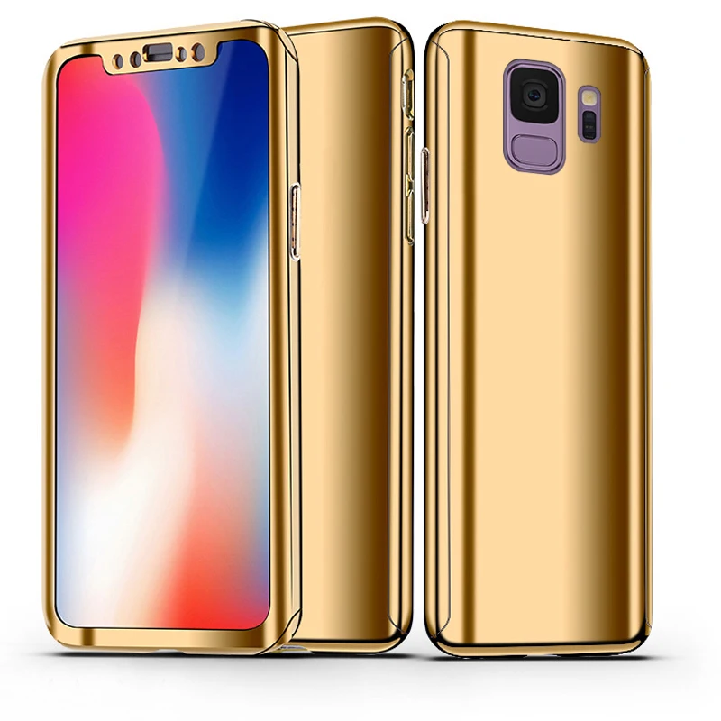 Coque чехол, чехол для samsung galaxy S9 Plus S 9 S9plus на покрытие зеркало 360 защитная задняя крышка с логотипом чехлы с закаленным стеклом
