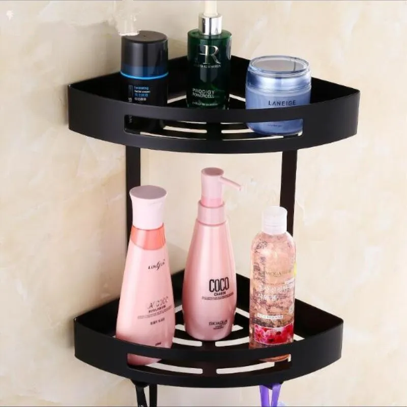 Латунный настенный черный/золотой/хром/розовое золото четыре цвета, один и двойной слой из нержавеющей стали держатель для хранения ванной комнаты