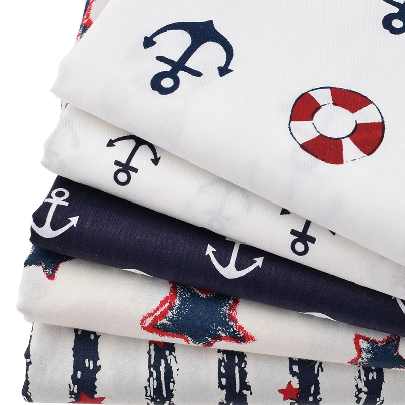 Саржевая хлопчатобумажная ткань с принтом серии Ocean Navy для самостоятельной