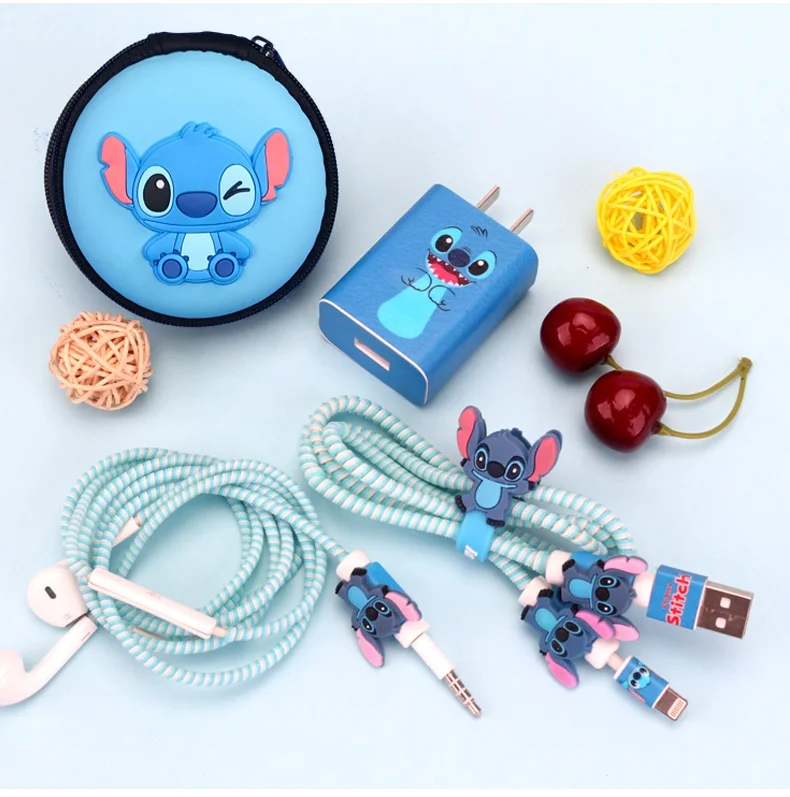 Мультяшный USB кабель для защиты наушников набор с коробкой намотки кабеля