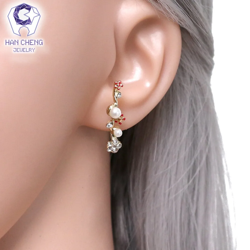 HanCheng новые серьги гвоздики с золотым покрытием и жемчугом|Серьги-гвоздики| |