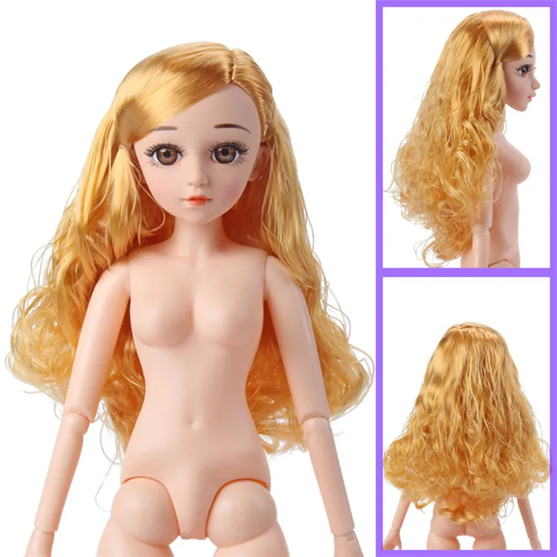 As picture 1/3 60 см 21 подвижная шарнирная кукла игрушка Сделай Сам женское обнаженное тело 3D Глаза Ресницы парик голова кукла для девочек игрушки подарок - Цвет: As picture