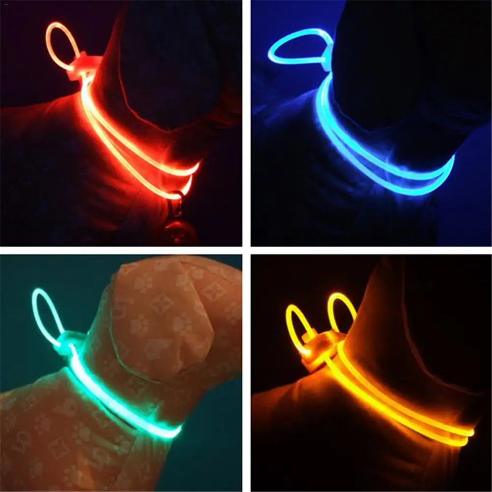 Pet Dog LED Light Collar Night Flashing Portable Safety Adjustable Traction Rope Necklace | Дом и сад