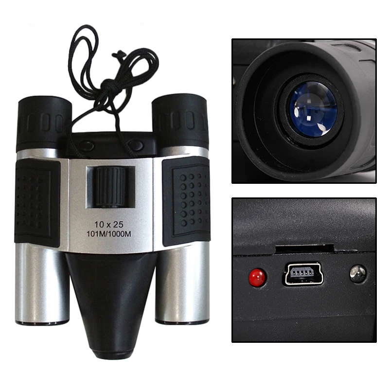 10X25 Бинокль цифровая камера 1.3MP КМОП-матрица 101 м/1000 м USB телескопа для туризма охота Фото DVR Запись видео