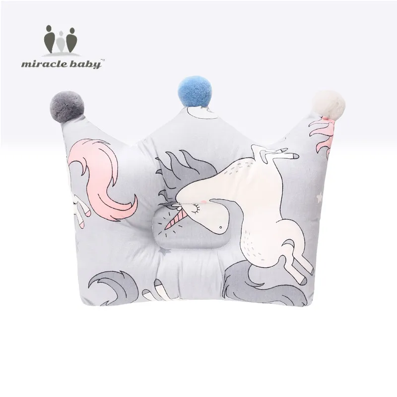 Grey unicorn Чудо-формовочная хлопковая Подушка для кормления, предотвращающая появление плоской головы, милая подушка в форме короны для младенцев, спальное постельное белье для новорожденных - Цвет: Grey unicorn