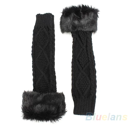 Лидер продаж женские зимние вязаные длинные перчатки без пальцев из