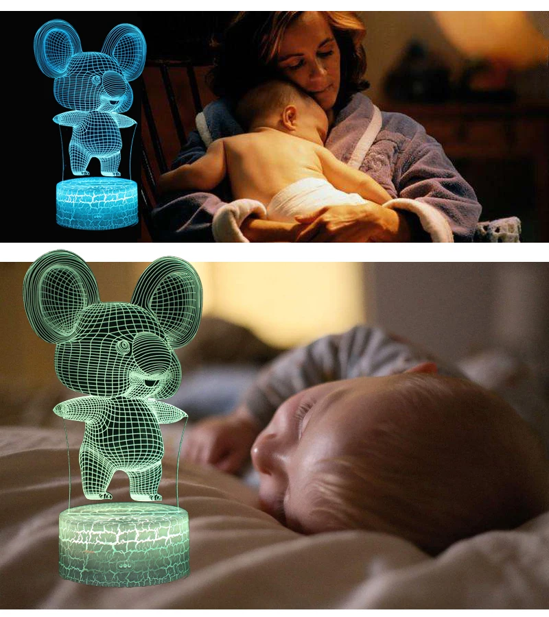 3D Koala светодиодный ночник атмосферная настольная лампа сенсорный выключатель семь цветов для детской спальни Parlour декоративная лампа
