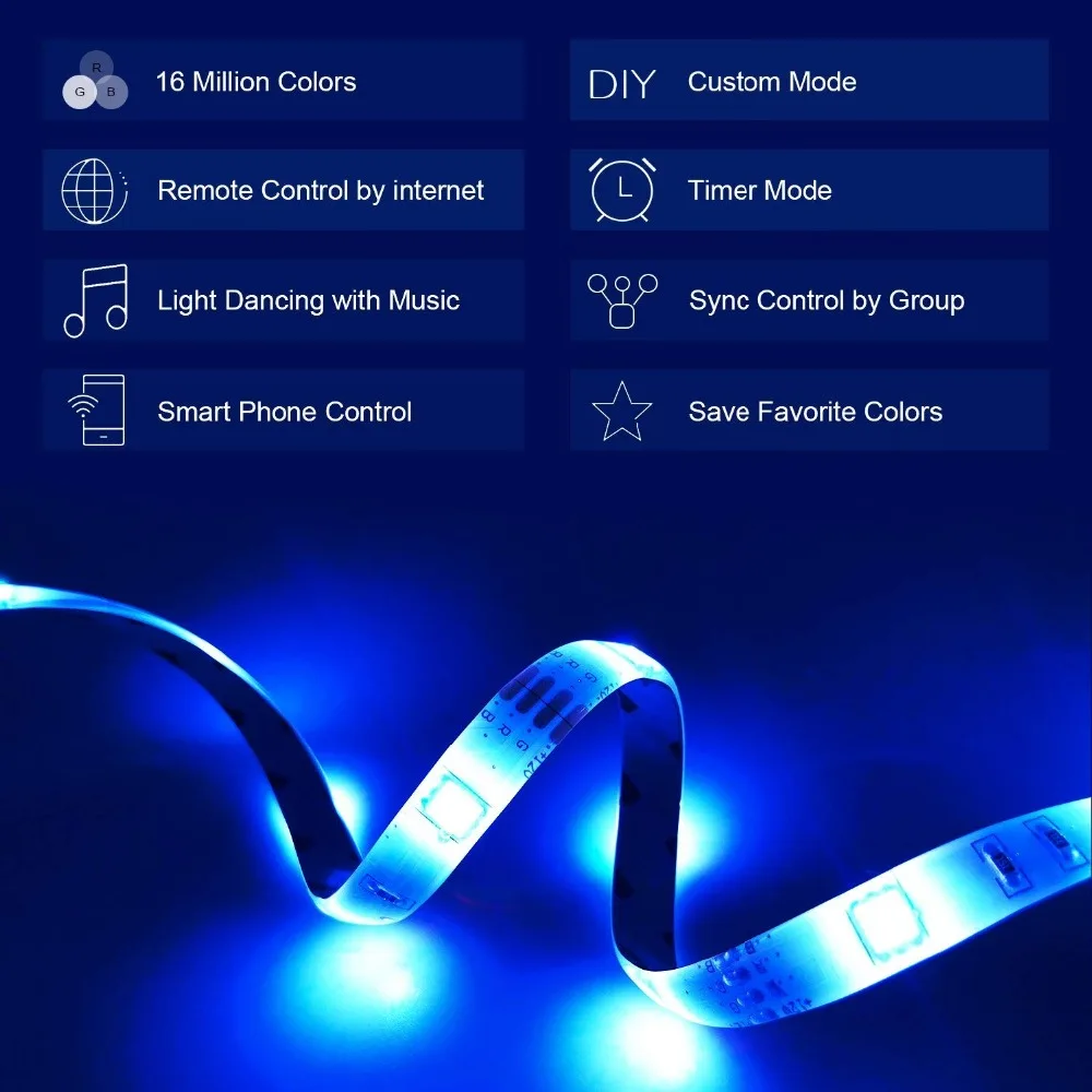 СВЕТОДИОДНАЯ лента SMD 5050 5 м Wi Fi Bluetooth 12 В постоянного тока неводонепроницаемая