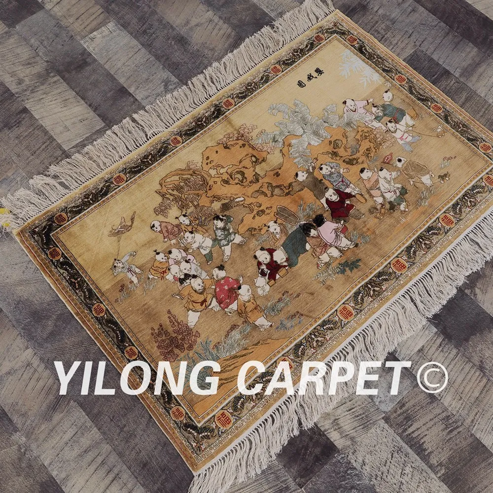 Yilong 2 'x 3' 400 линия восточные ковры шелковое искусство коллекция гобелен Играя