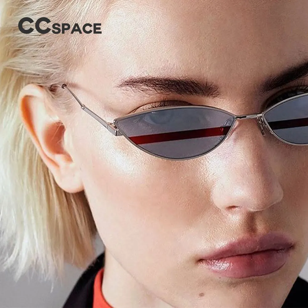 48000 маленькие овальные металлические солнцезащитные очки CCSPACE, сексуальные женские очки кошачий глаз, брендовые дизайнерские модные мужские женские очки