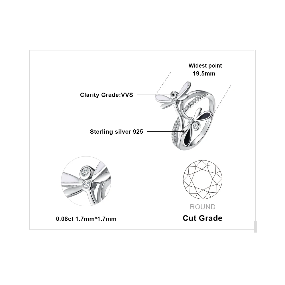 JewelryPalace Dragonfly Cubic Zirconia Rings 925 Sterling Silver for Women Stackable Ring Jewelry Fine | Украшения и аксессуары