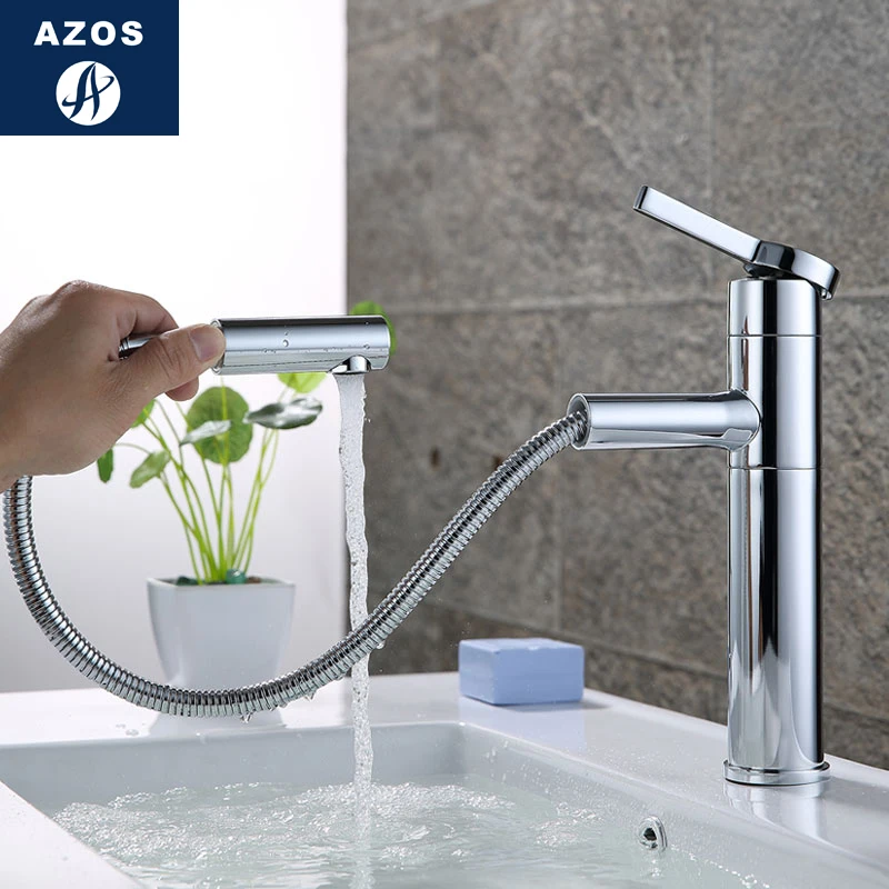 Azos смеситель для умывальника выдвижной умывальник латунный хромированный