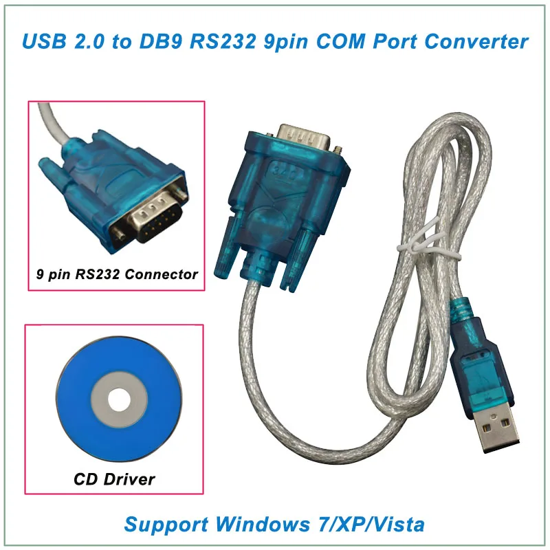 9 контактный конвертер USB 2 0 в RS 232 RS232 кабель адаптера DB9 с CD драйвером для windows|cable