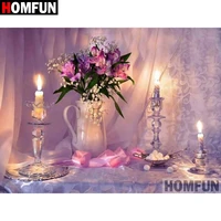 homfun 5d diy diamond painting full squareround drill flower candle embroidery cross stitch gift home decor gift a09449