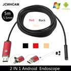 JCWHCAM 5,5 мм Android USB эндоскоп камера 5 м гибкий Змеиный трубка осмотр смартфон, телефон на Android USB бороскоп камера