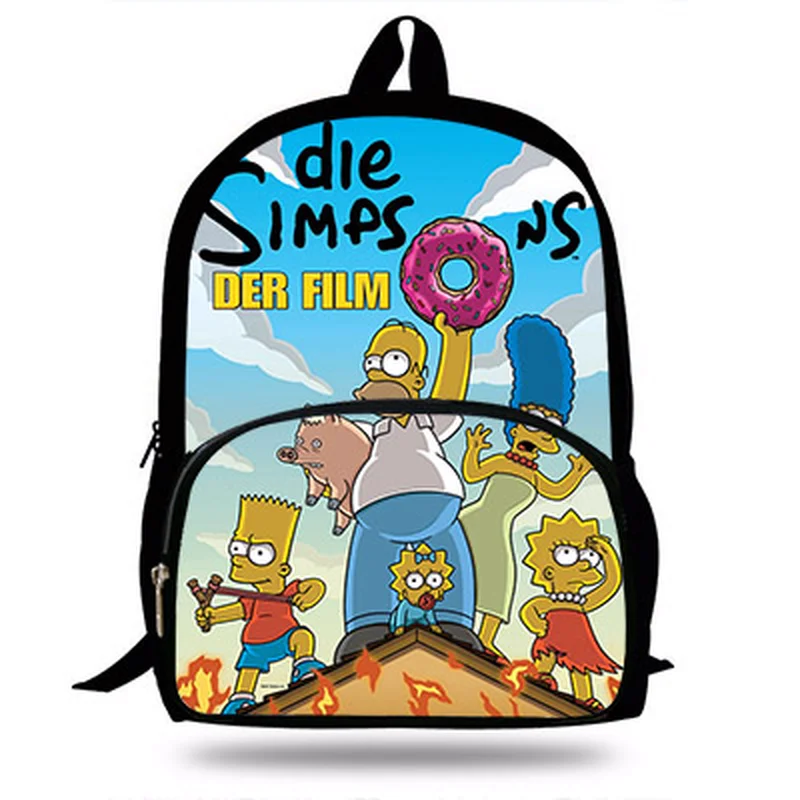 Новый 16 дюймовый школьный рюкзак Mochila с принтом Симпсонов детские школьные сумки