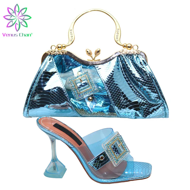 

Latest Design Shoes and Bag Set African Sets 2019 Wedding Shoes Bride Cristal Women Italian African Party Pumps Shoes and Bag