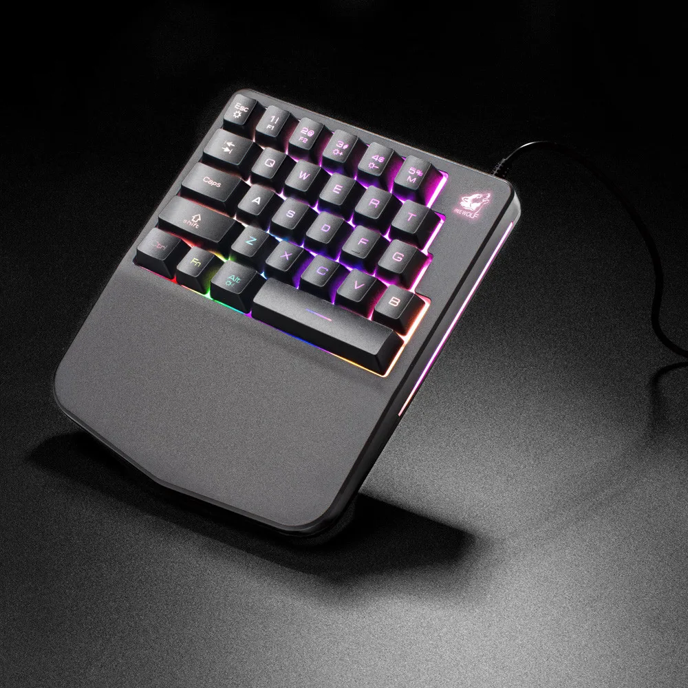 VOBERRY применимо к K108 кабель 28-клавишная светодиодный Подсветка USB Эргономичный одной рукой клавиатура игра подходит для левой руки Применение