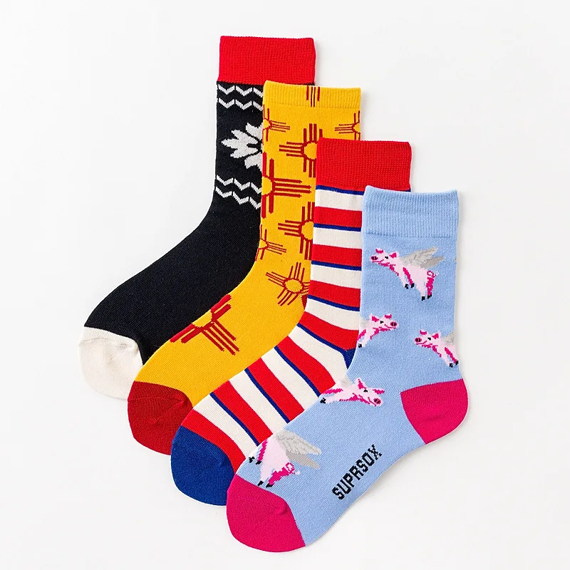 20 пар Ретро сплайсинга креативные sox fun Летающие Свиньи мужские индивидуальные