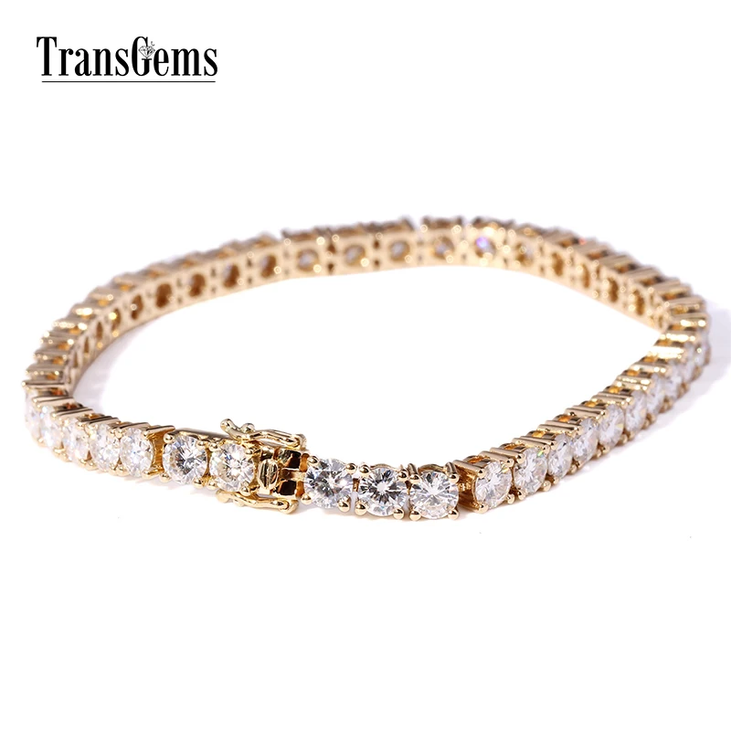 Женский браслет для тенниса TransGems однотонный из желтого золота 14 к диаметр 4 мм 12 6