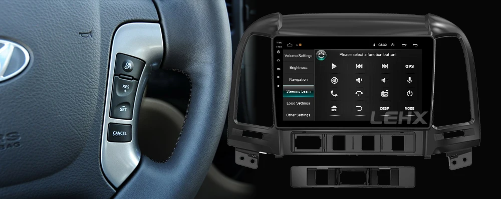 LEHX Автомагнитола Android 8,1 2 Din мультимедийный плеер для hyundai Santa Fe 2005-2012 wifi автомобильный DVD Gps навигация