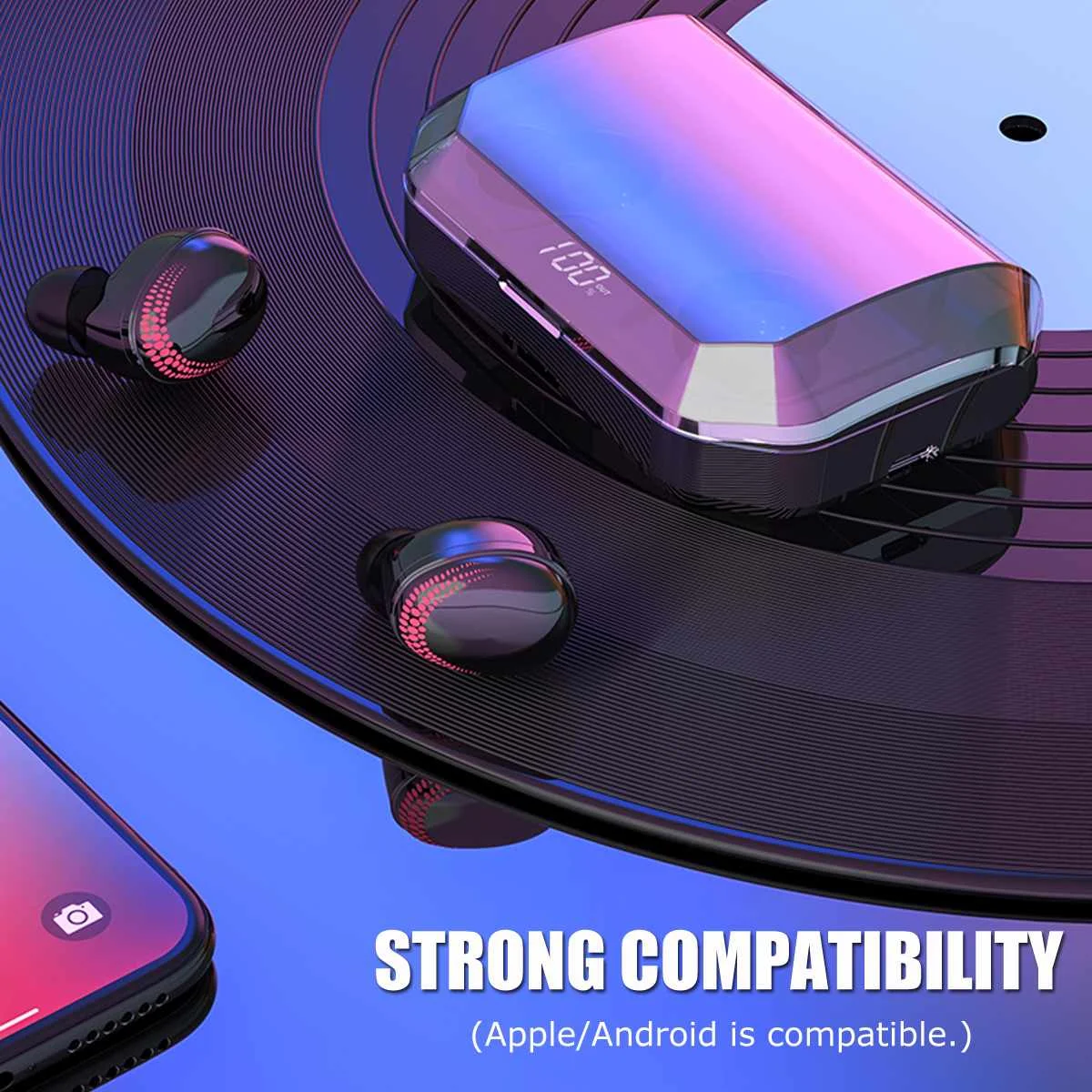 LEORY TWS bluetooth 5,0 Hi-Fi наушники смарт сенсорный цифровой дисплей наушники IPX8 глубокий водонепроницаемый с 3500 мАч Мобильная мощность
