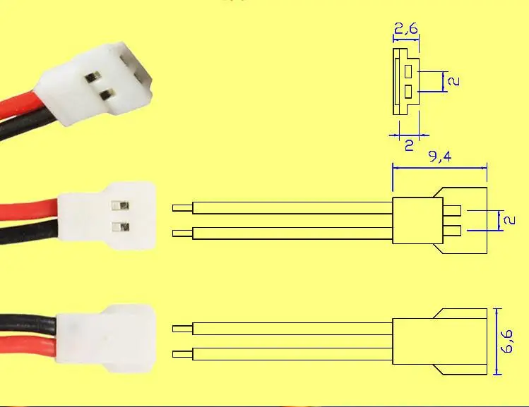 10 шт. 1S Lipo зарядное устройство кабель Molex 51005 штекер 2,0 мм шаг для внутреннего дрона syma X5C hubsan x4