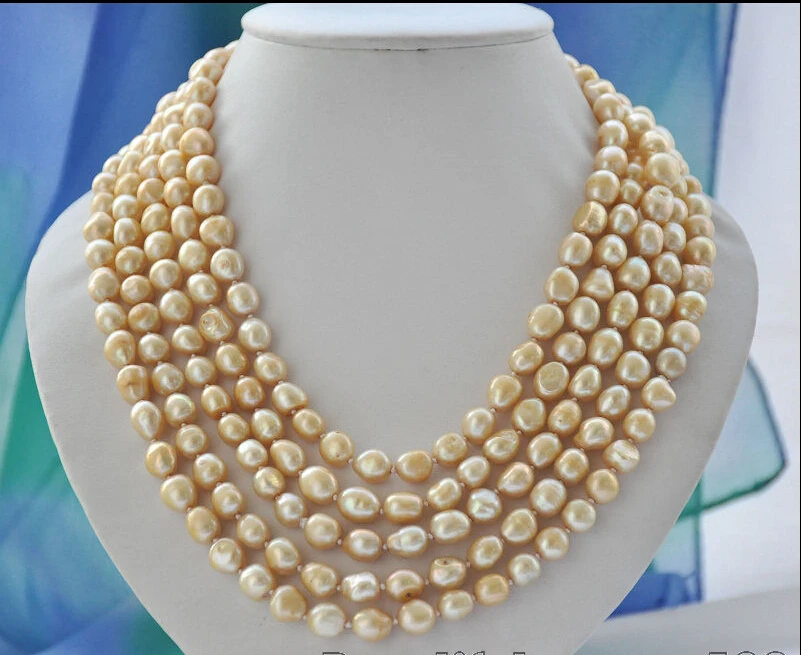Оптовая продажа длинное ожерелье из пресноводного жемчуга цвета шампанского в