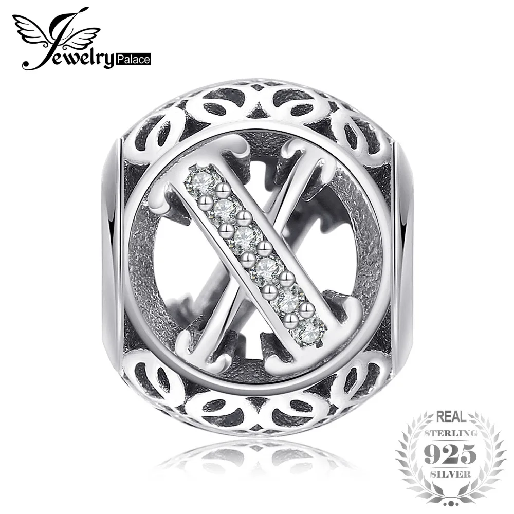 Jewelrypalace 925 Sterling Silver Letter X Cubic Zirconia Beads Charms Fit Bracelets Gifts For Woman Anniversary Fashion Jewelry | Украшения