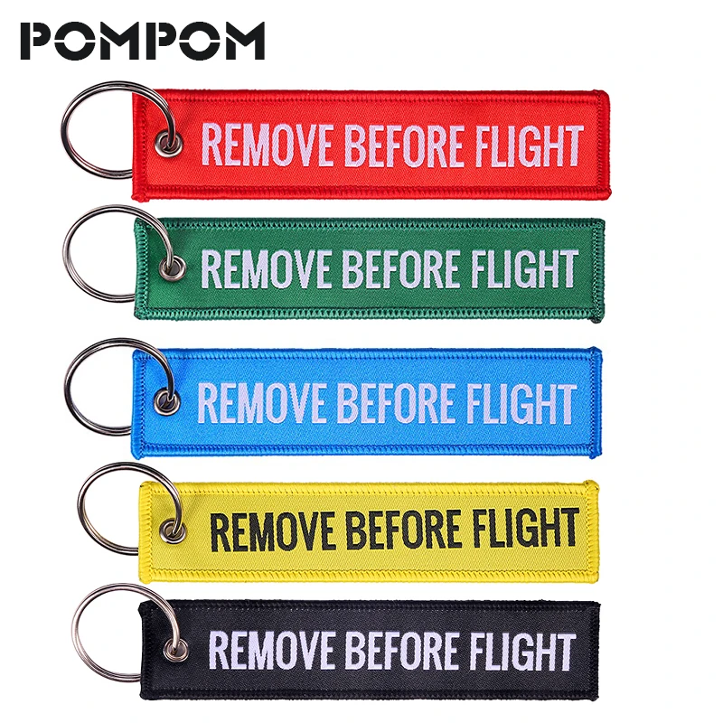 Remove Before Flight Jacqurad Woven Keychain for Aviation Gifts Fabric Key Label Custom Keyring Fashion Jewelry sleutelhanger