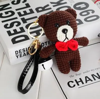 12*8 см коричневый Kawaii Медведь симпатичный брелок крючком ручной вязки Amigurumi