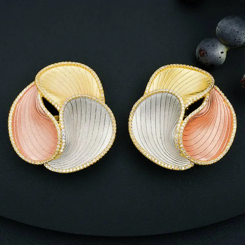 ModemAngel Роскошные вращающиеся модные серьги с цветком медные три тона цветные