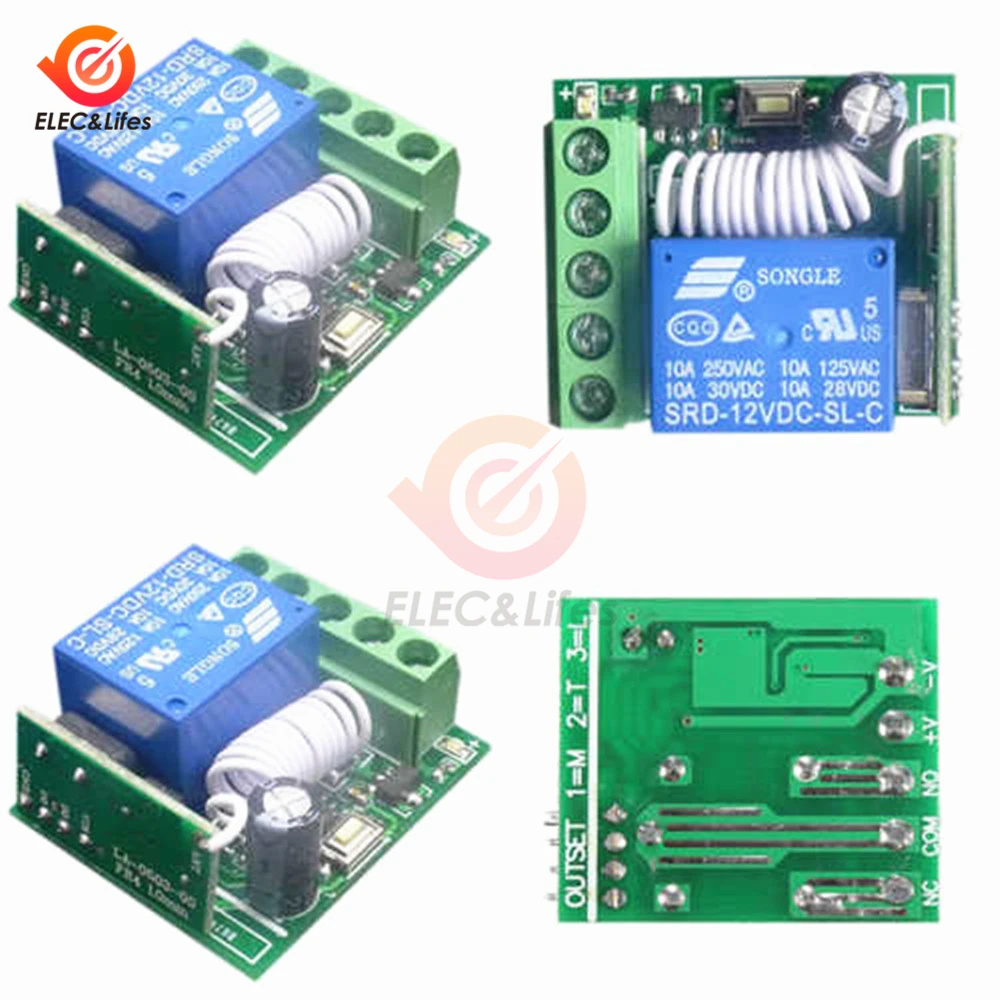 DC 12V 10A реле задержки времени 433mhz 315mhz RF умный беспроводной пульт дистанционного управления приемник 1 способ самоблокирующееся реле MCU декодирование