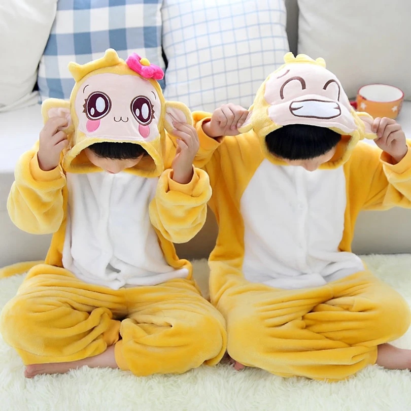 

Kid's Kugurumi Onesie Animal Cartoon Monkey Cosplay Costume Flannel Pajama One Piece Boy Girl Child pyjama Sleep Suit