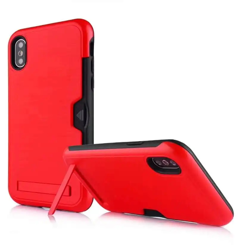 

50pcs for iPhone 11 pro MAX X XS MAX XR shockproof rugged hybrid stand case Wallet Card Case Cover for iPhone 6 6s 7 8 Plus