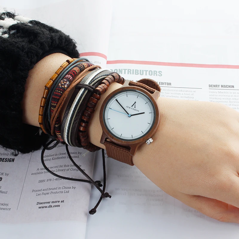 Мужские деревянные часы ALK Vision Простые Спортивные кварцевые наручные с ремешком