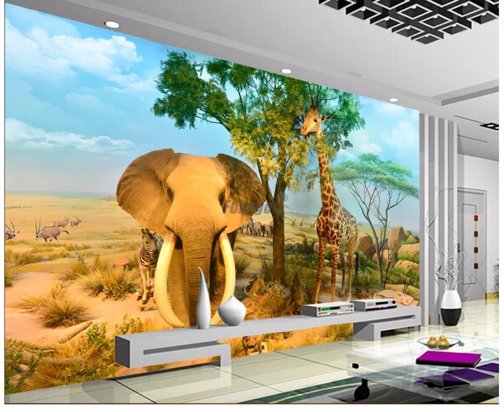 Художественные обои мультфильм и животное для детей абстрактный дизайн