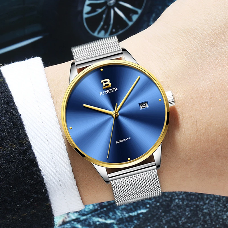 

BINGER Mens Watches Top Brand Luxury Automatic Mechanical Watch Men Full Steel Business Waterproof Fashion Watches