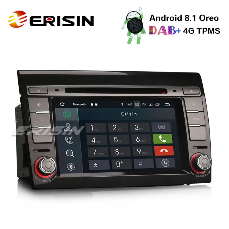 Erisin ES3871F 7 &quotавтомобильный dvd плеер gps Sat Android 8 1 DAB + 4G Wifi TPMS DVR для FIAT