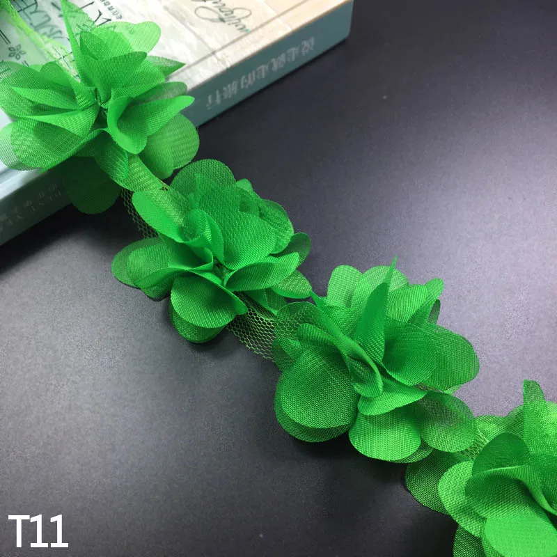 T11 12 шт./ярд 6 см 3D Тюль Цветочная отделка кружевная лента для украшения эластичное кружево стрейч для маленьких девочек аксессуары для волос - Цвет: T11