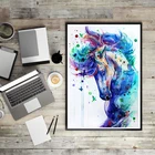 Современная Абстрактная Акварельная лошадь картина маслом на холсте настенные художественные плакаты и принты настенные художественные картинки для украшения гостиной