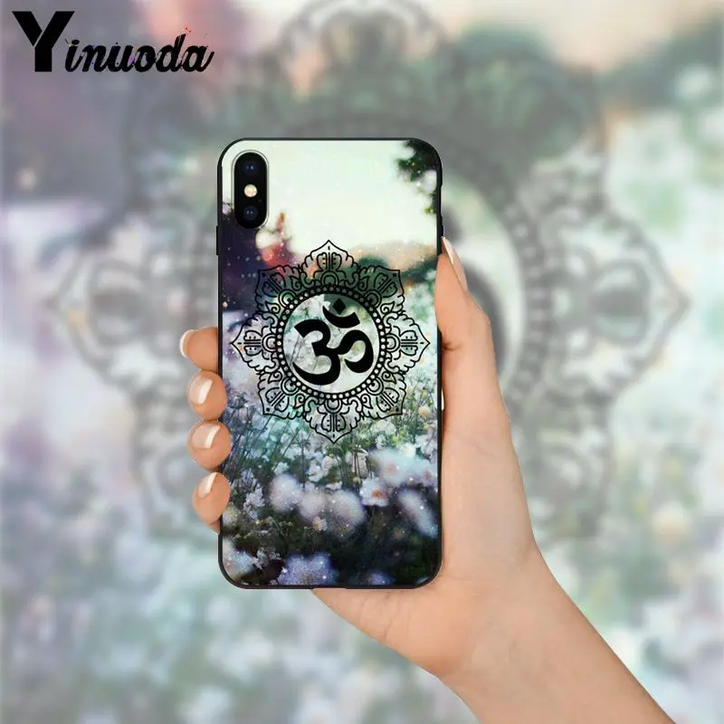 Yinuoda Aum Om Yoga TPU Мягкий силиконовый черный чехол для телефона iPhone X XS MAX 6 6S 7 7plus 8 8Plus 5 5S