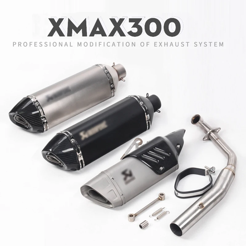 Углеродное волокно XMAX300 полный Системы слипоны для YAMAHA XMAX300 мотоцикл карбоновый глушитель на выхлопную трубу побег с передней Труба среднего звена