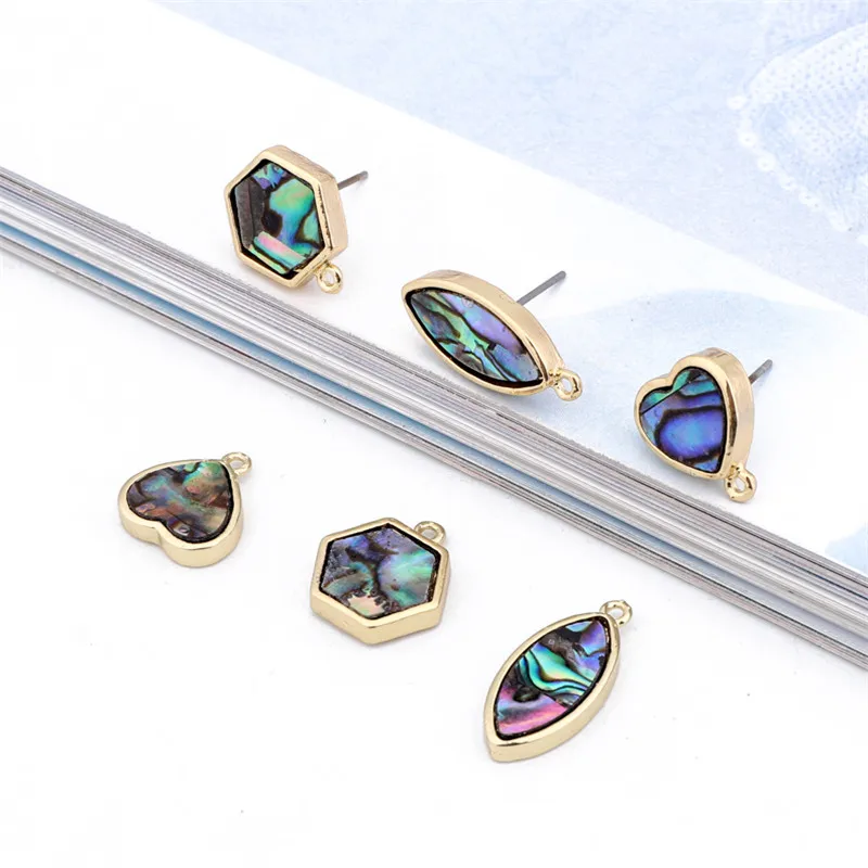 mixed style 6 шт Boho Lucite шестиугольник Лист Металлический Браслет Подвески Серьги результаты простые серьги ожерелье на лодыжку кулон изготовление ювелирных изделий - Окраска металла: mixed style