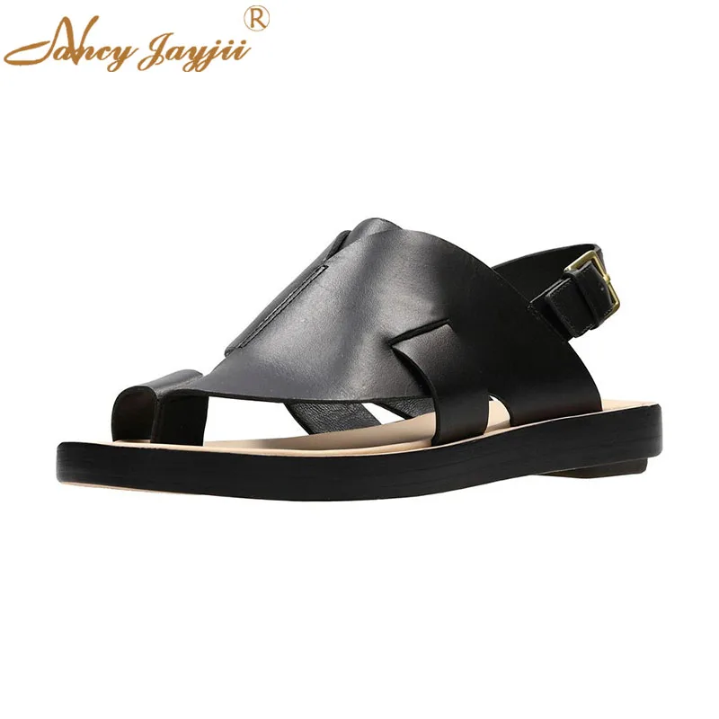 

Female Shoes Woman Ladies Sandals Black Solid Ankle-Wrap Buckle Flat With Basic Mature Fashion Elegant Novelty Nancyjayjii 2019